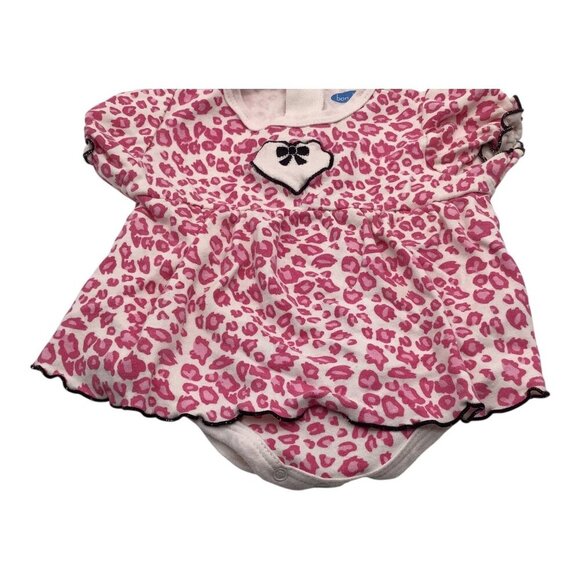 Bon Bebe Baby Girl Pink Leopard Print Bodysuit With Heart Bow Medium 3-6M - Picture 8 of 9